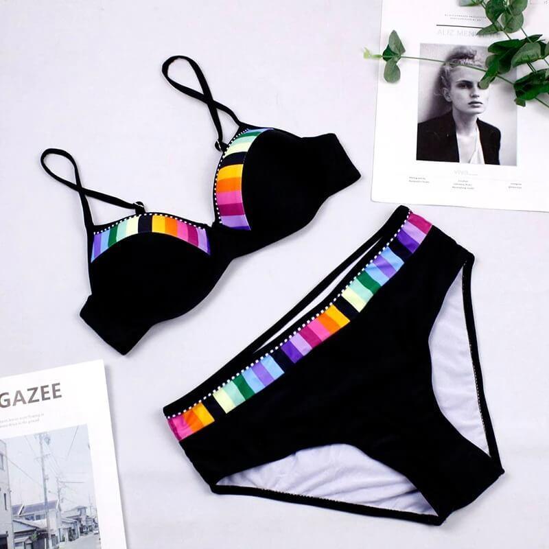 Biquíni Feminino Cós Alto com Bojo e Detalhe Colorido | Polka - Innovare