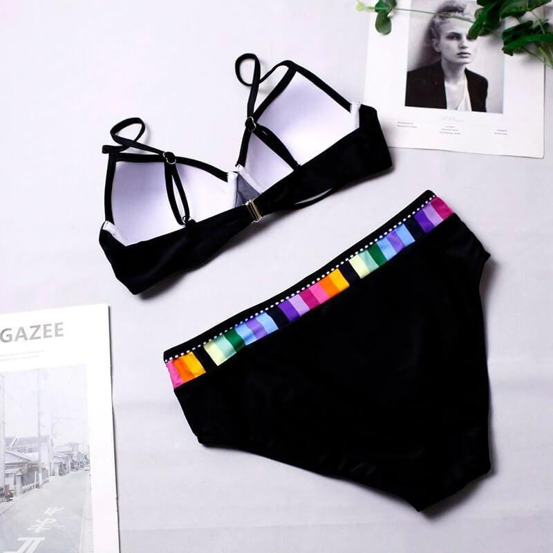 Biquíni Feminino Cós Alto com Bojo e Detalhe Colorido | Polka - Innovare