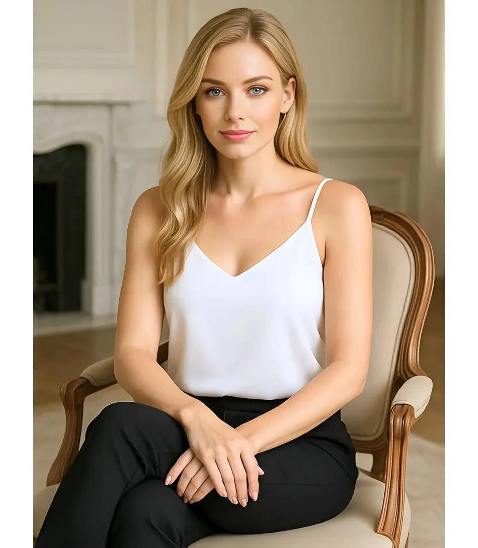 Blusa Regata Feminina de Cetim Social Elegante | Viamor - Innovare