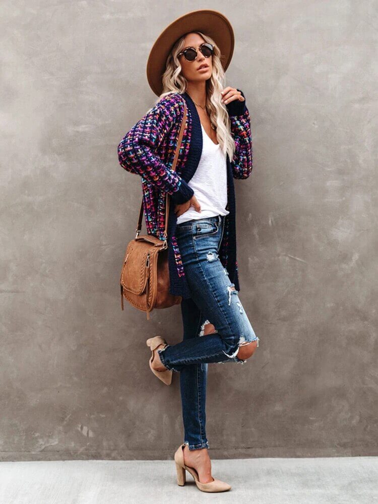 Cardigan Alongado Ponto Aberto Sapin - Vista Ladies