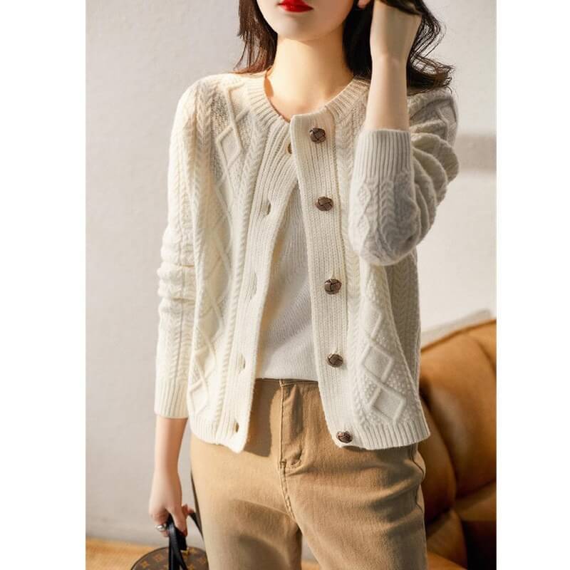 Cardigan de Lã Curto Noyer - Vista Ladies
