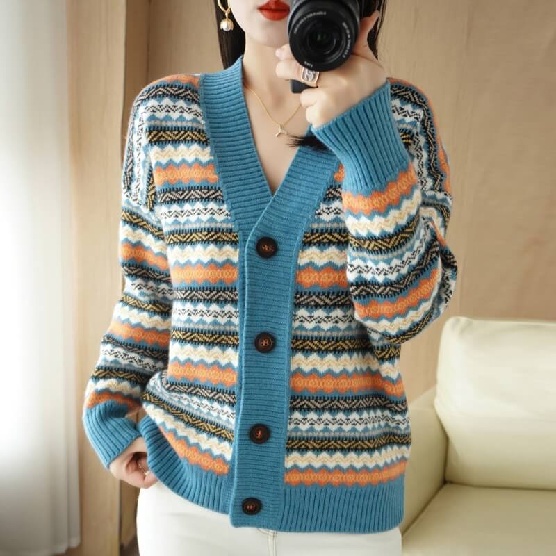 Cardigan Jacquard com Botões Maritime - Vista Ladies