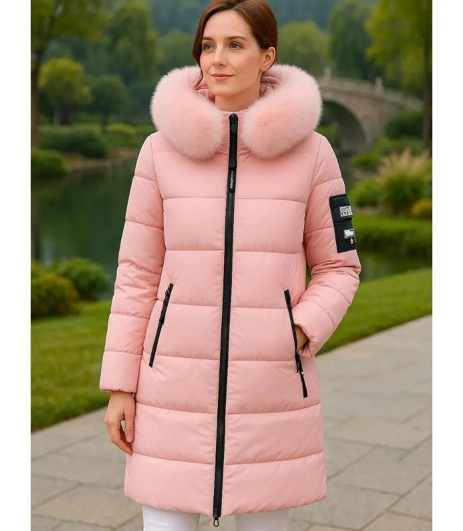 Casaco Feminino de Inverno Longo Com Capuz e Gola De Pelo | Júlia - Innovare