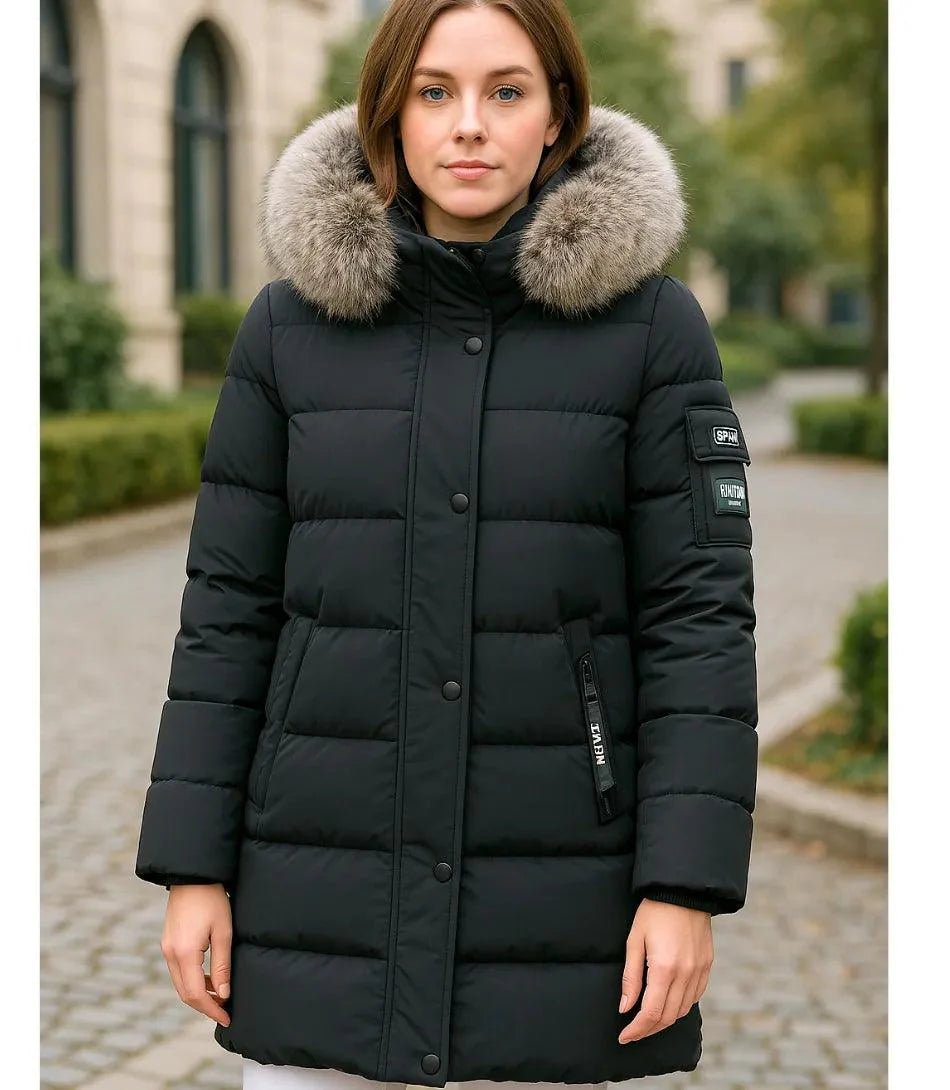 Casaco Feminino de Inverno Longo Com Capuz e Gola De Pelo | Júlia - Innovare