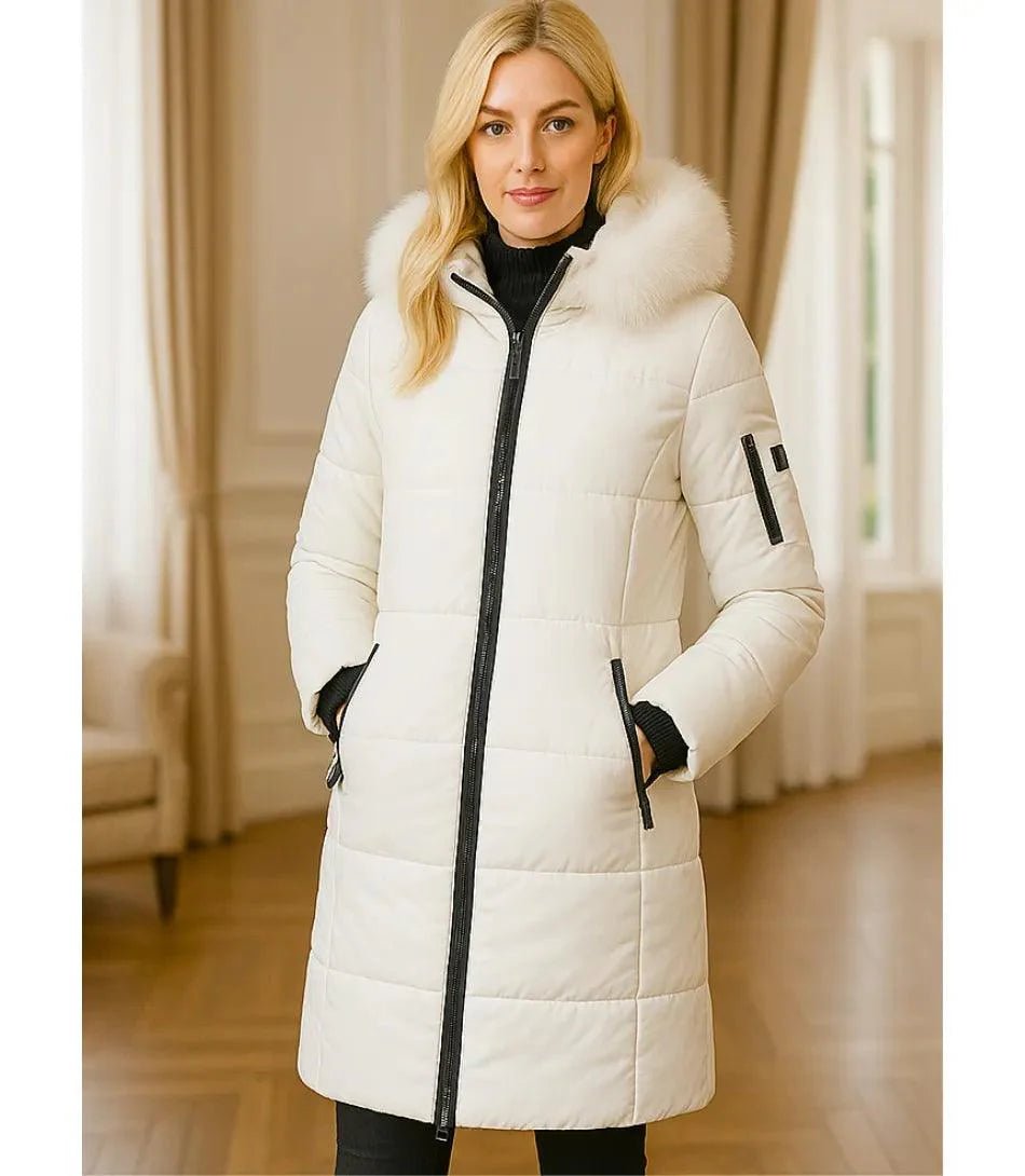 Casaco Feminino de Inverno Longo Com Capuz e Gola De Pelo | Júlia - Innovare