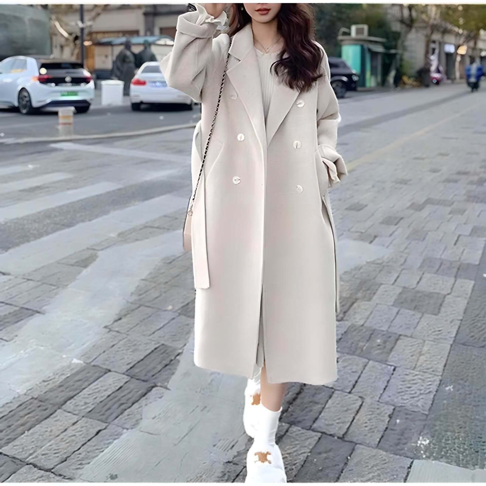 Casaco Feminino Longo de Lã Batida Isidro - Vista Ladies