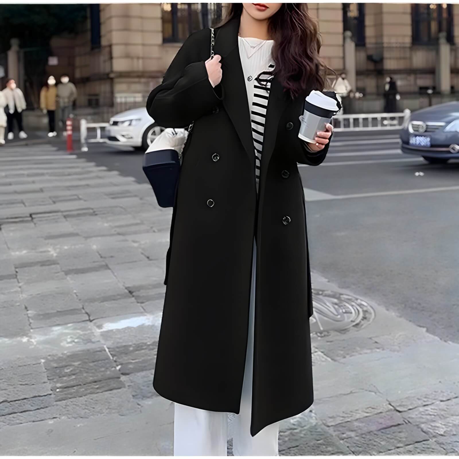 Casaco Feminino Longo de Lã Batida Isidro - Vista Ladies