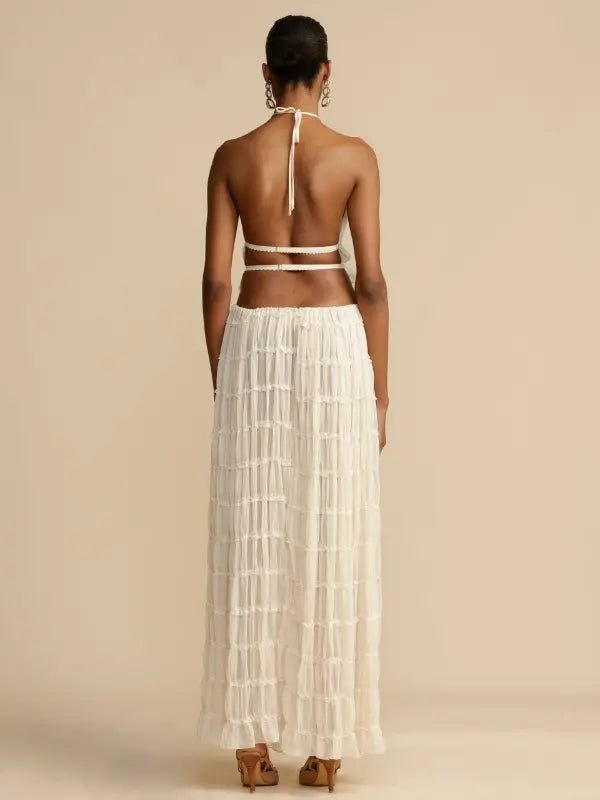 Conjunto de Cropped e Saia Longa Chiffon Drapeado Lana - Ziora