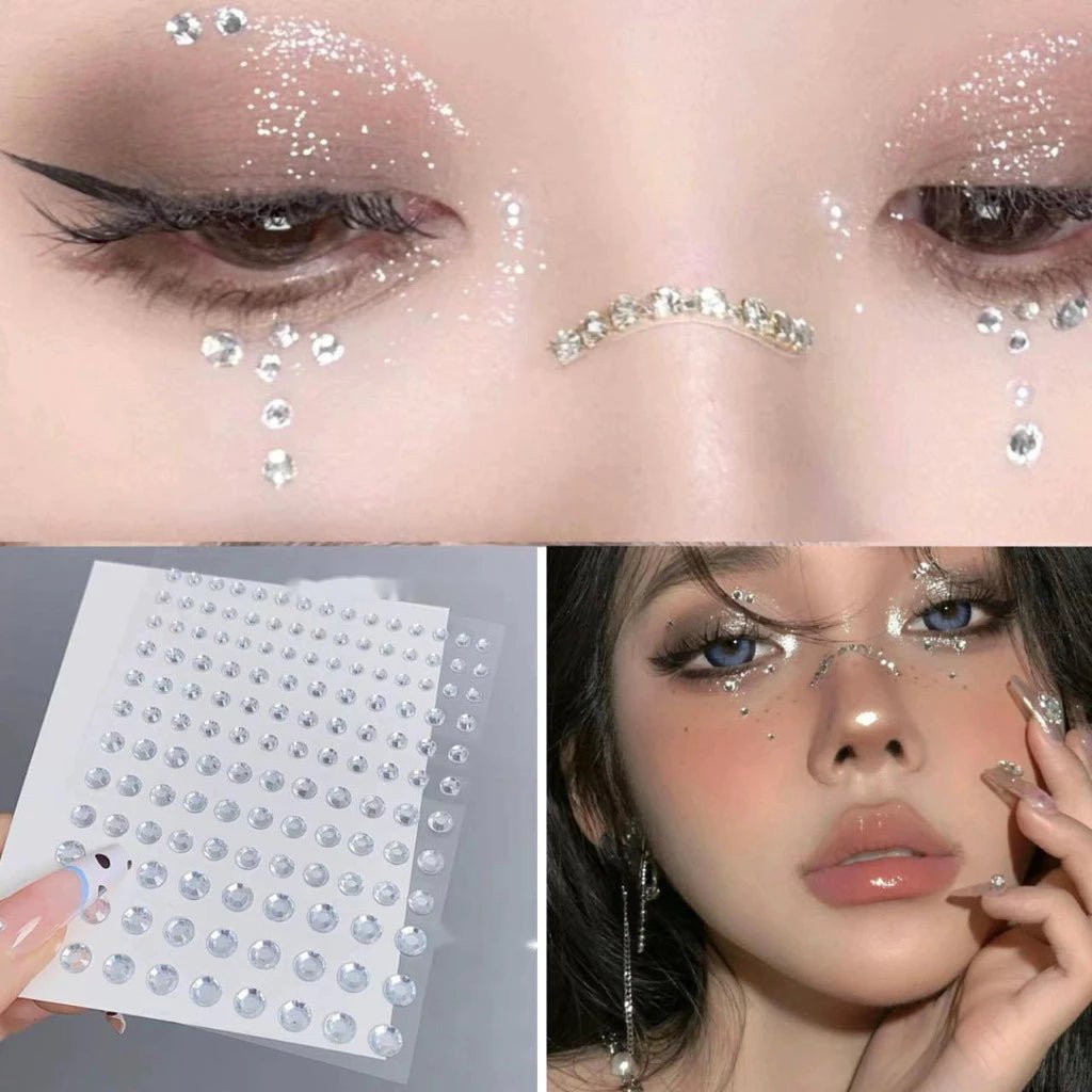 Kit 2 Cartelas de Adesivo de Rosto com Pedras Glitter Furta - Cor para Maquiagem Carnaval e Performance - Innovare
