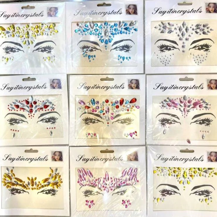 Kit de Adesivos Faciais com Strass e Cristais Autoadesivos para Maquiagem Carnaval e Festas - Innovare