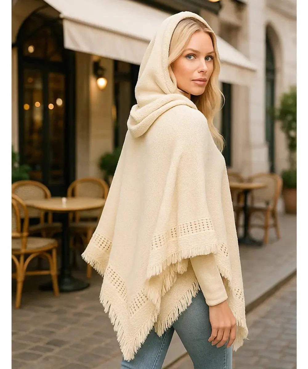 Poncho Feminino Tricot Com Capuz Elegante | Frankfurt - Innovare