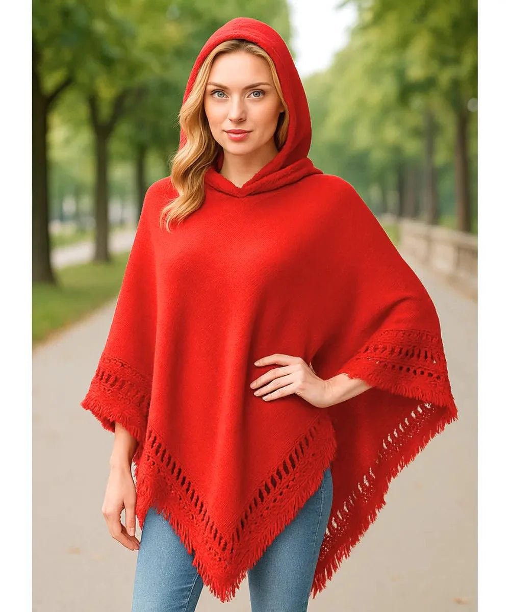 Poncho Feminino Tricot Com Capuz Elegante | Frankfurt - Innovare