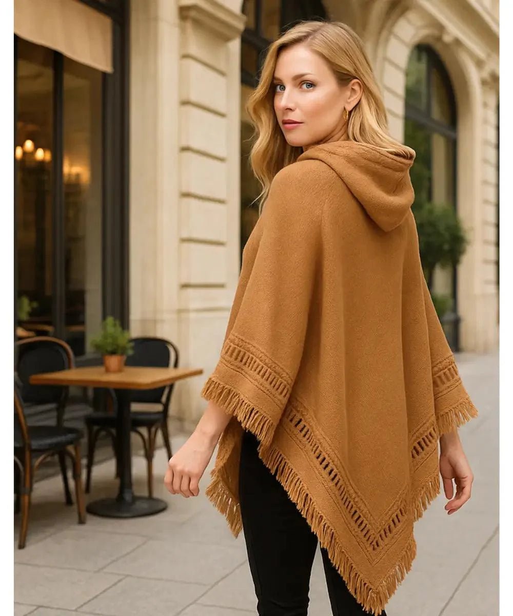 Poncho Feminino Tricot Com Capuz Elegante | Frankfurt - Innovare