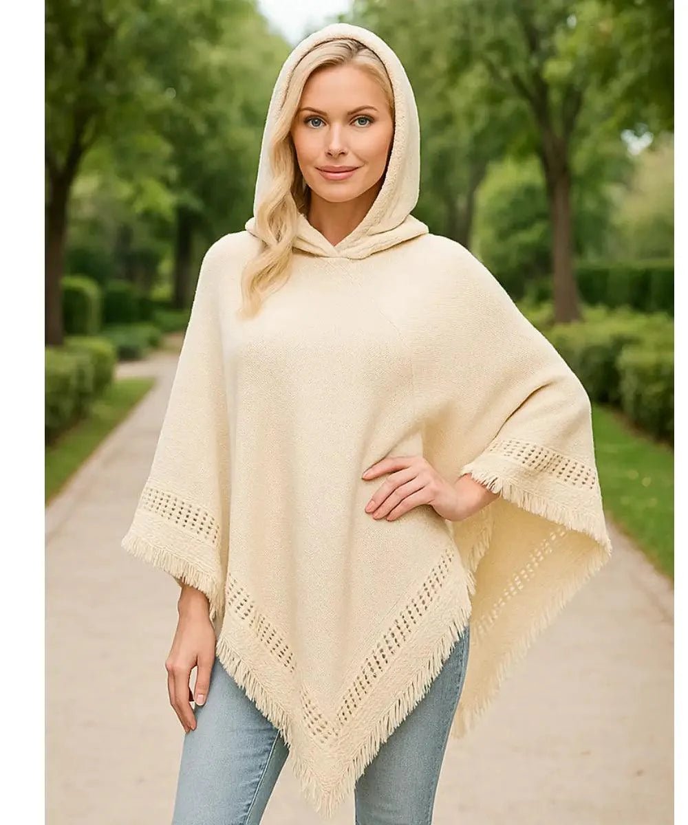 Poncho Feminino Tricot Com Capuz Elegante | Frankfurt - Innovare
