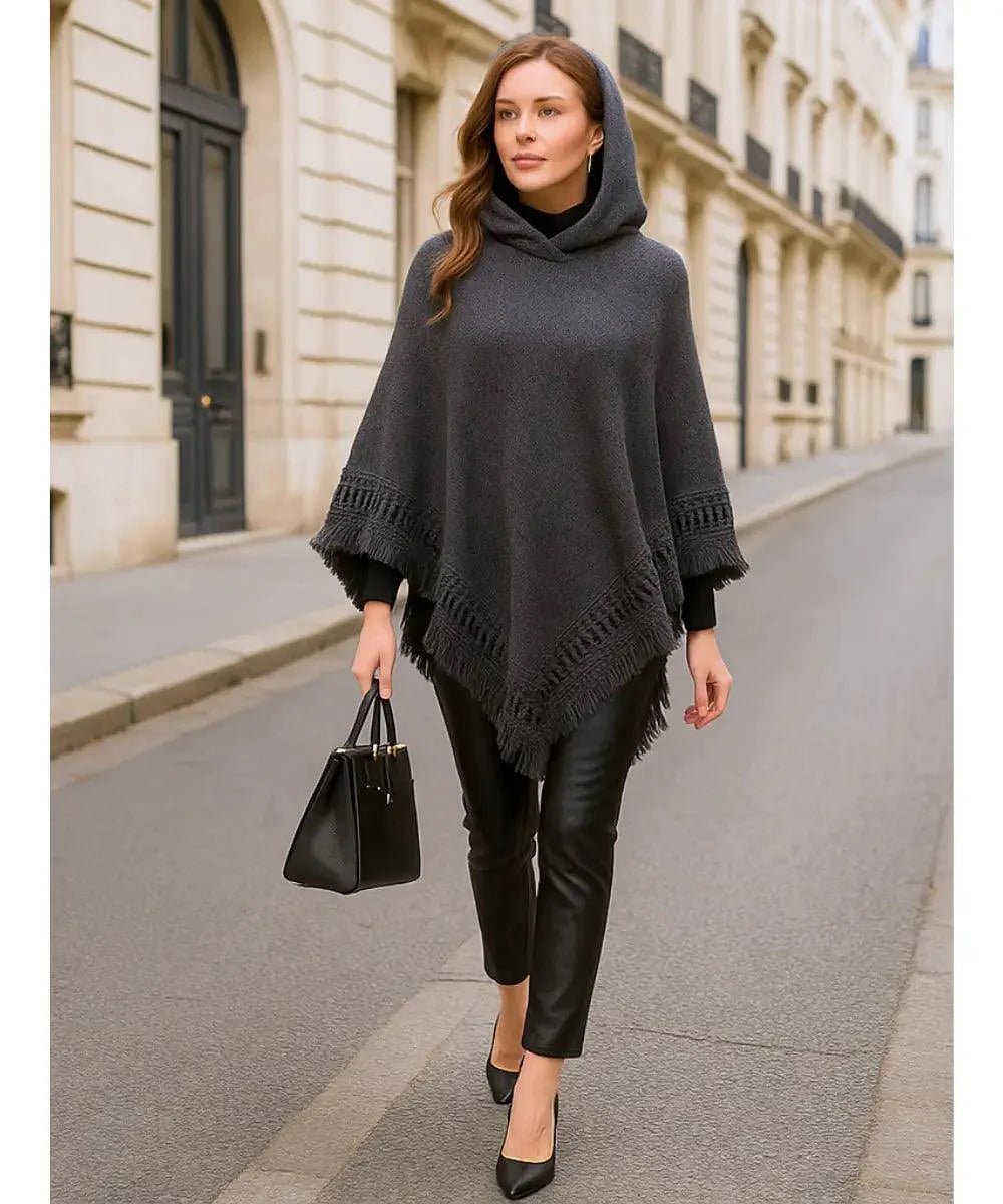 Poncho Feminino Tricot Com Capuz Elegante | Frankfurt - Innovare
