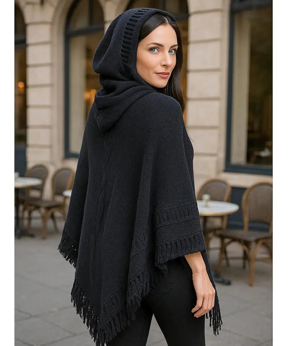 Poncho Feminino Tricot Com Capuz Elegante | Frankfurt - Innovare