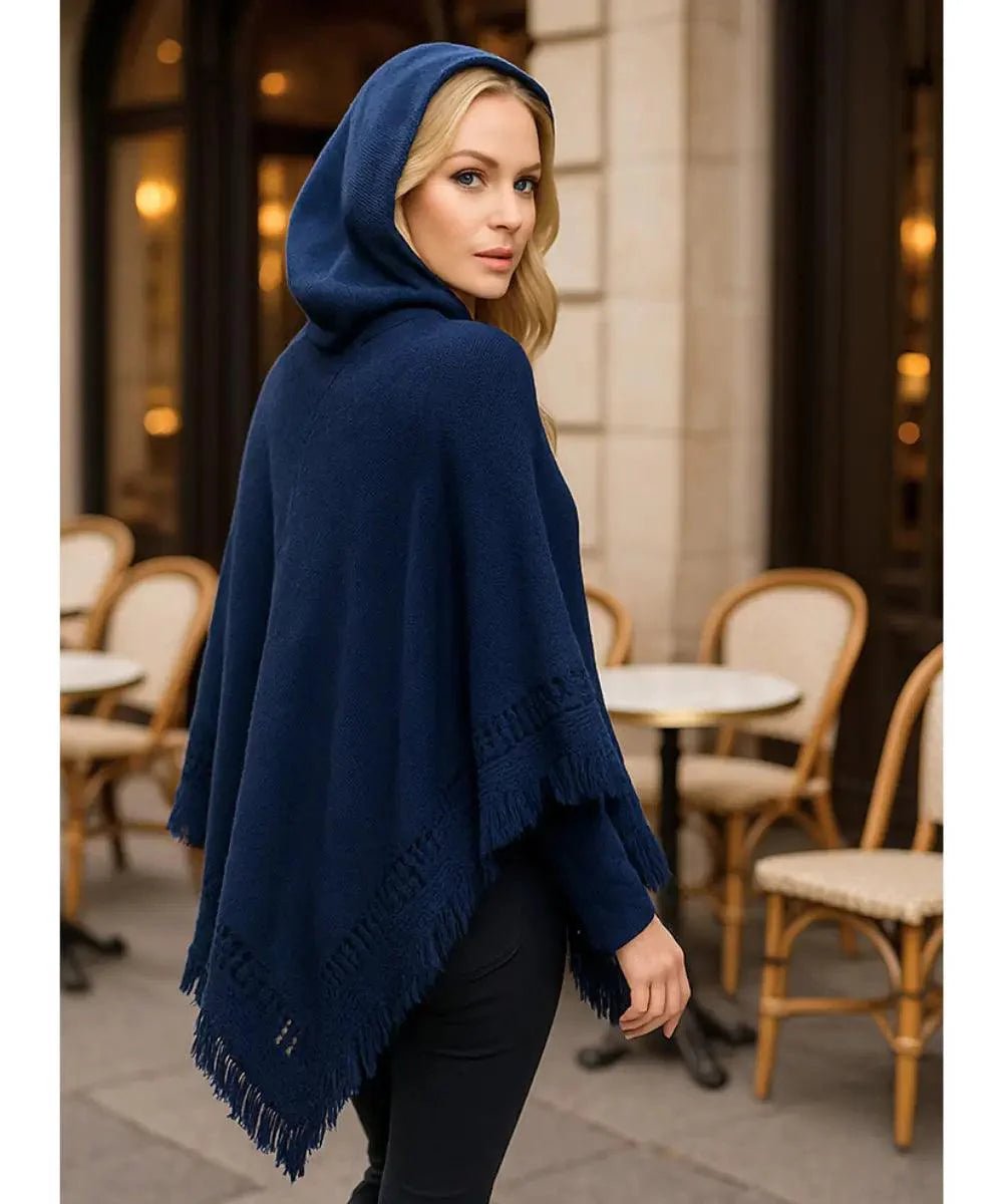 Poncho Feminino Tricot Com Capuz Elegante | Frankfurt - Innovare