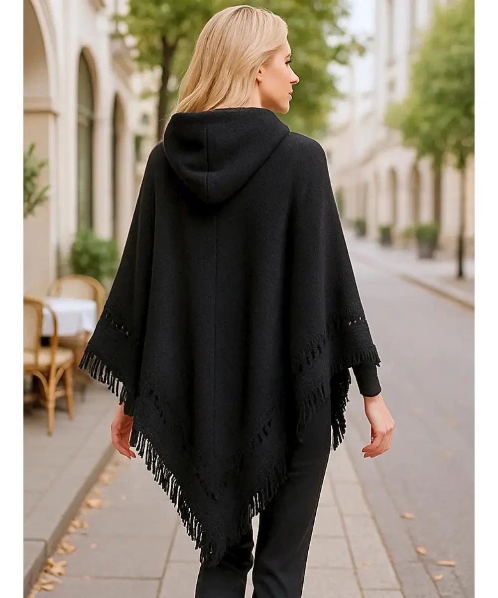 Poncho Feminino Tricot Com Capuz Elegante | Frankfurt - Innovare