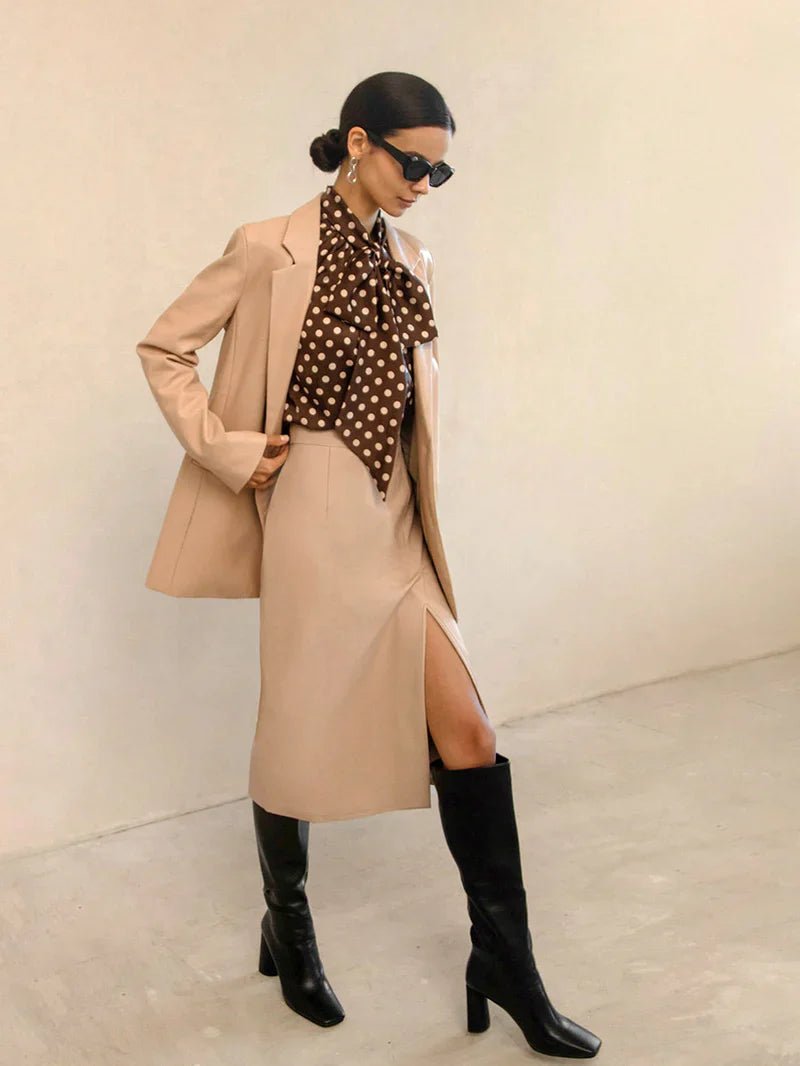 Saia Mid de Couro com Fenda London - Ziora