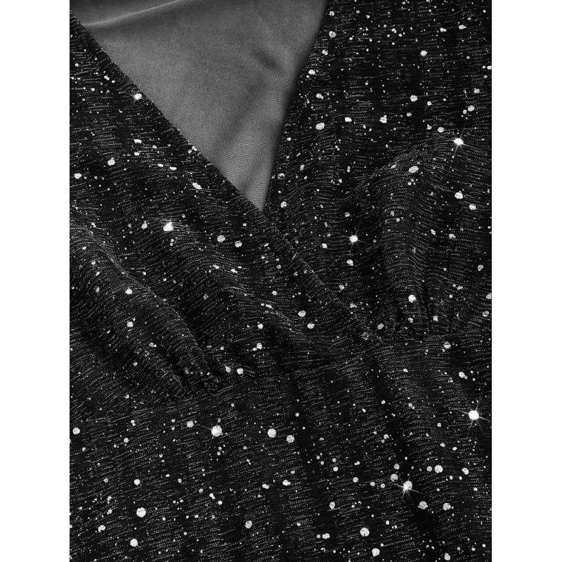 Vestido Curto Manga Comprida Brilho Glitter Sensual Elegante Tendência Moda Blogueira D025 - Innovare