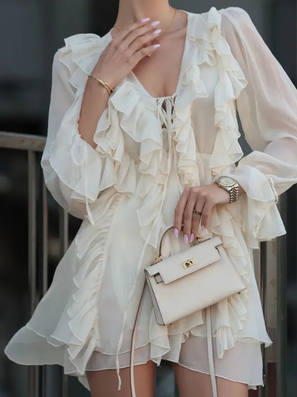 Vestido Leve de Chiffon com Babados Milano - Ziora