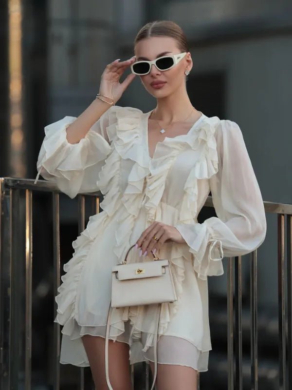 Vestido Leve de Chiffon com Babados Milano - Ziora
