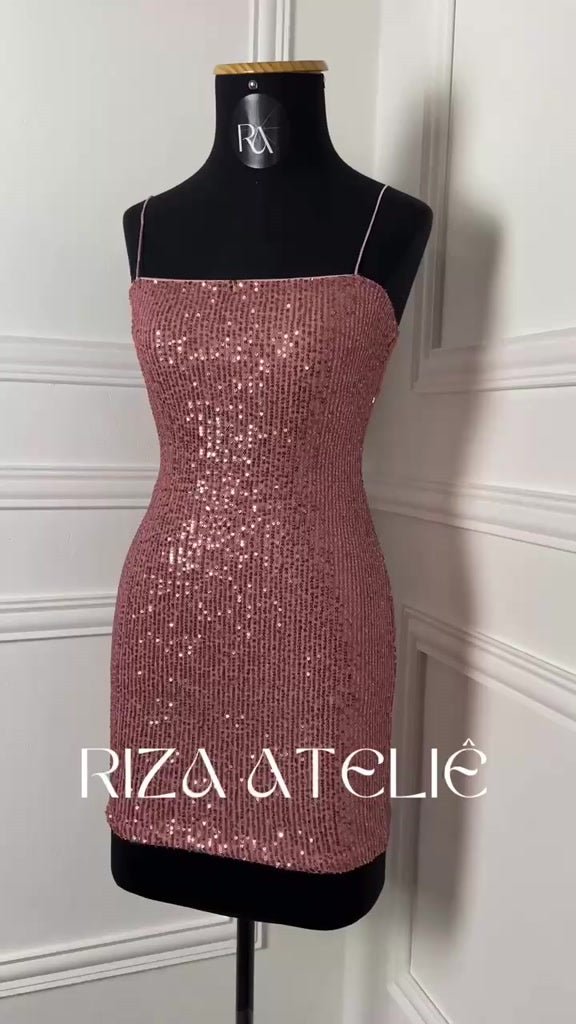 Vestido Lilian | Brilhoso Paetê Tubinho Com Alça Fina - Festa - Innovare