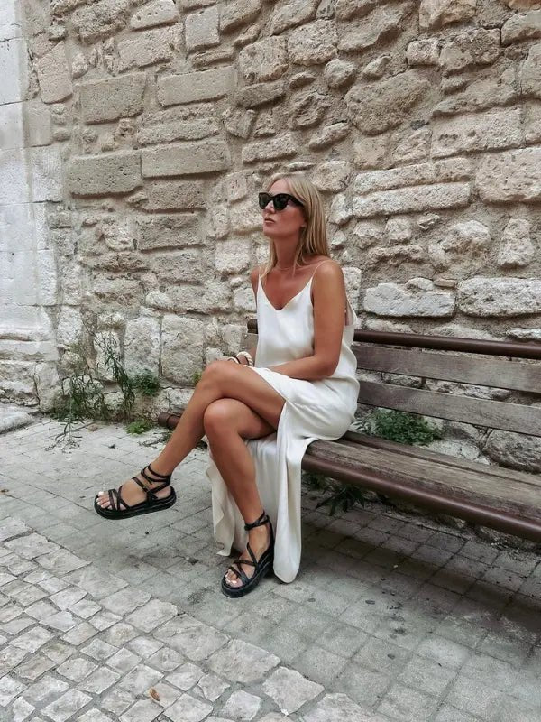 Vestido Longo Branco Marfim Martina - Ziora