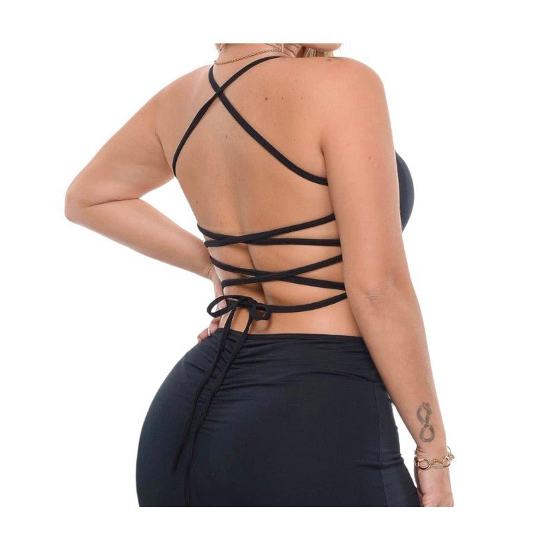 Vestido Longo Suplex Fenda na frente Empina Detalhe no Bumbum Festa Alca Trançado nas costa - Innovare