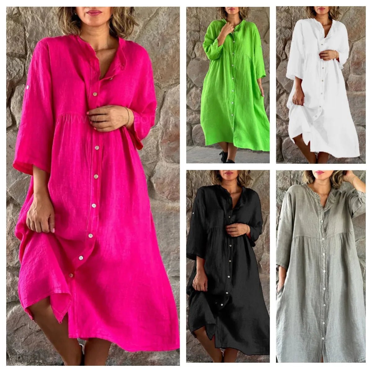 Vestido Midi de Linho Zalea - Ziora