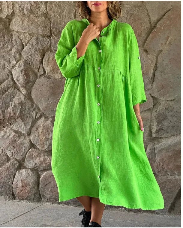 Vestido Midi de Linho Zalea - Ziora