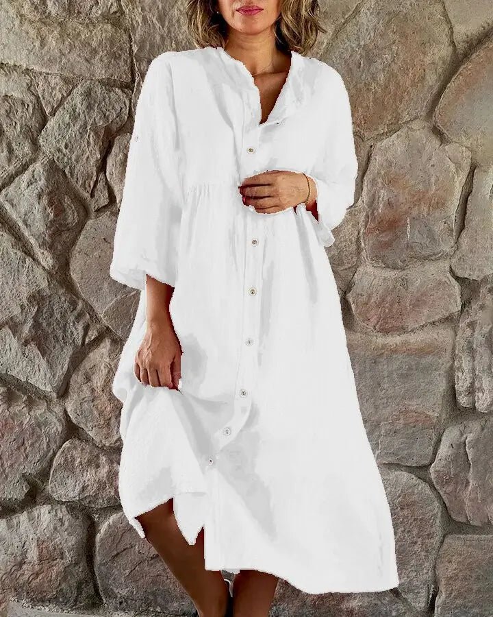 Vestido Midi de Linho Zalea - Ziora
