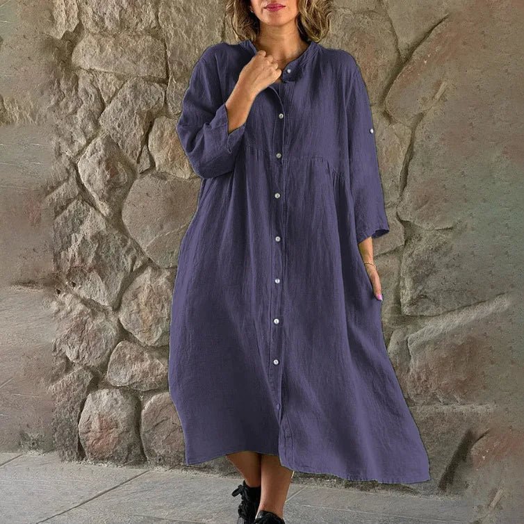 Vestido Midi de Linho Zalea - Ziora