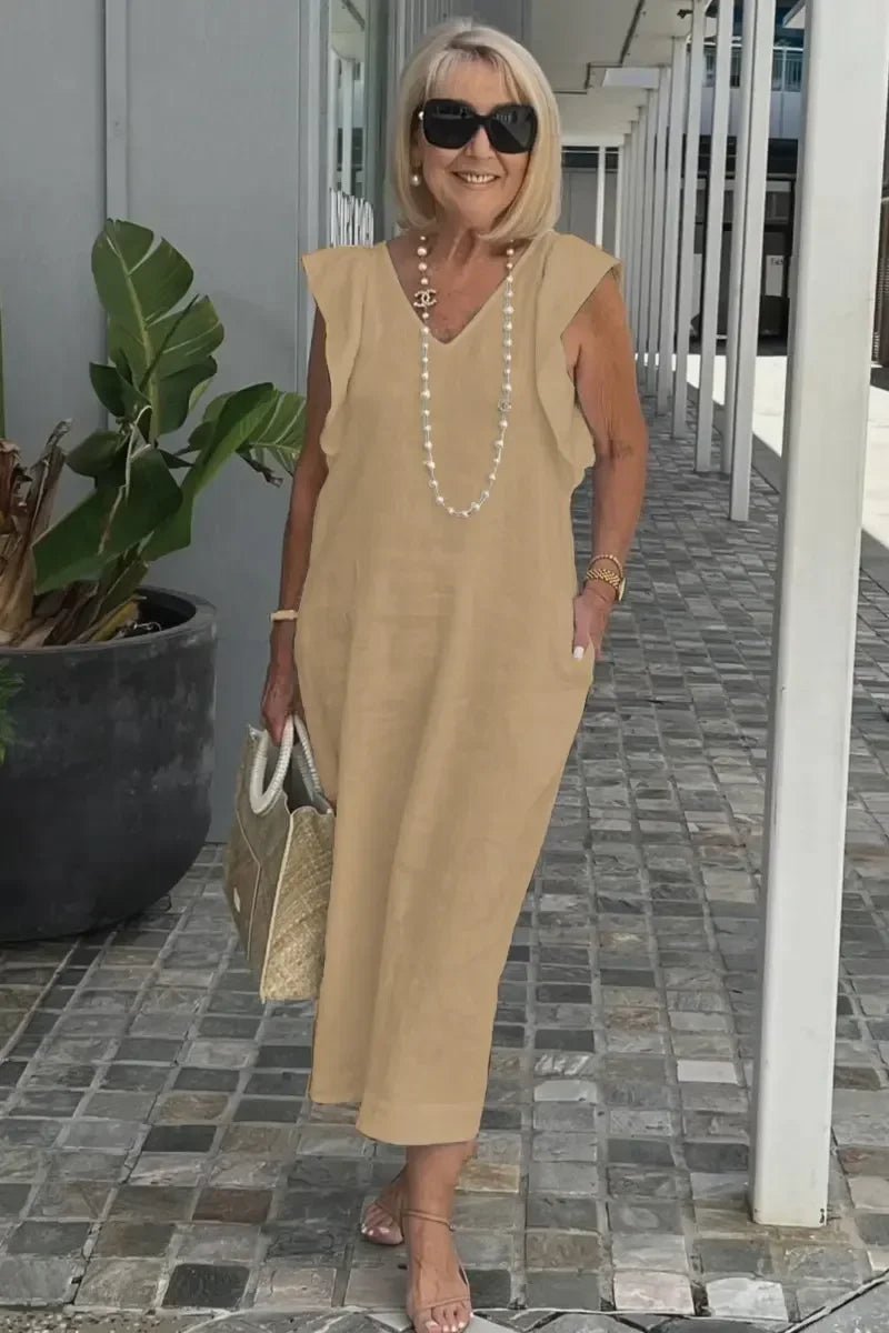 Vestido Midi de Linho Zorane - Ziora