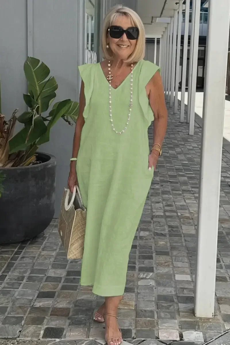 Vestido Midi de Linho Zorane - Ziora