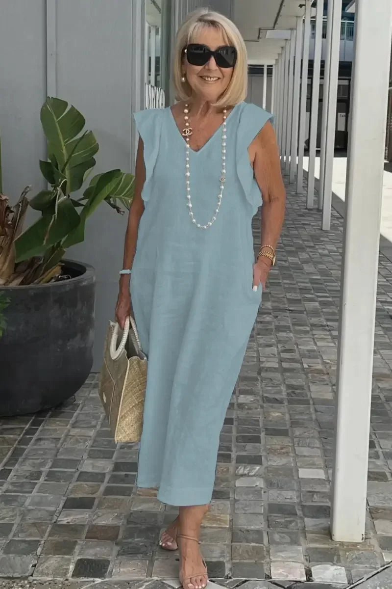 Vestido Midi de Linho Zorane - Ziora