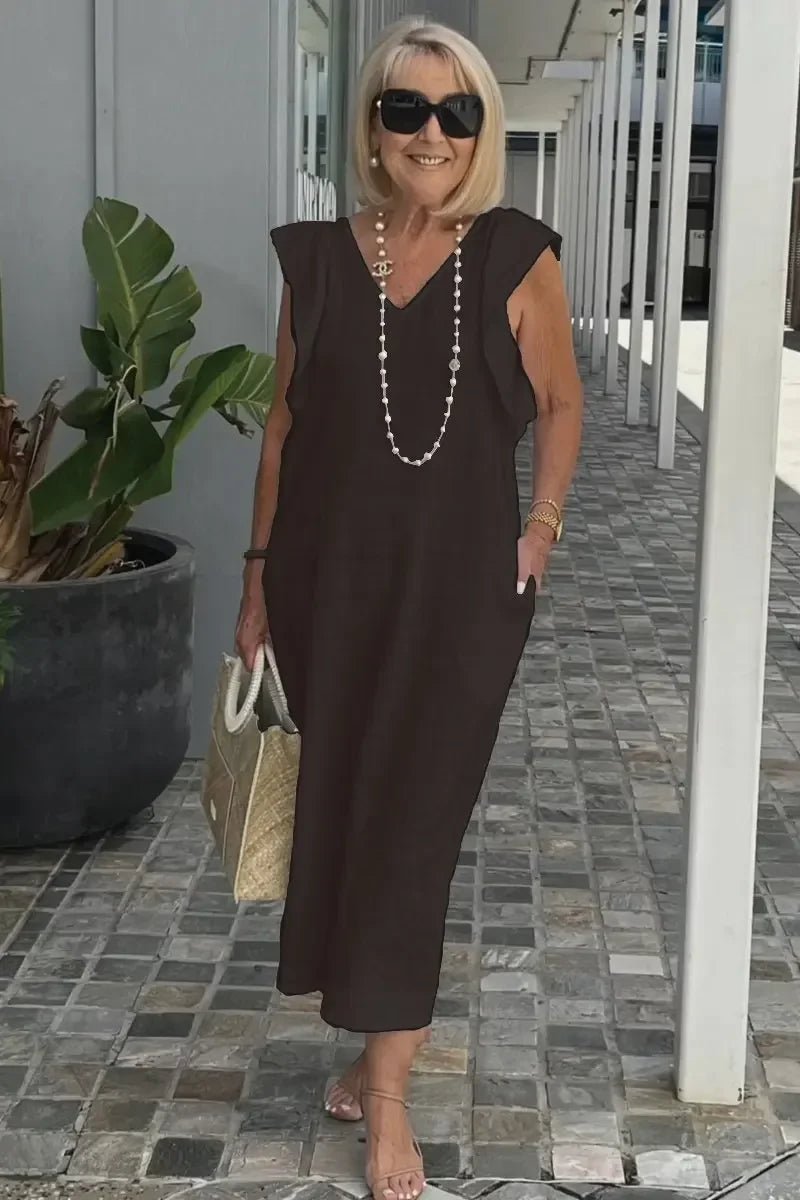 Vestido Midi de Linho Zorane - Ziora
