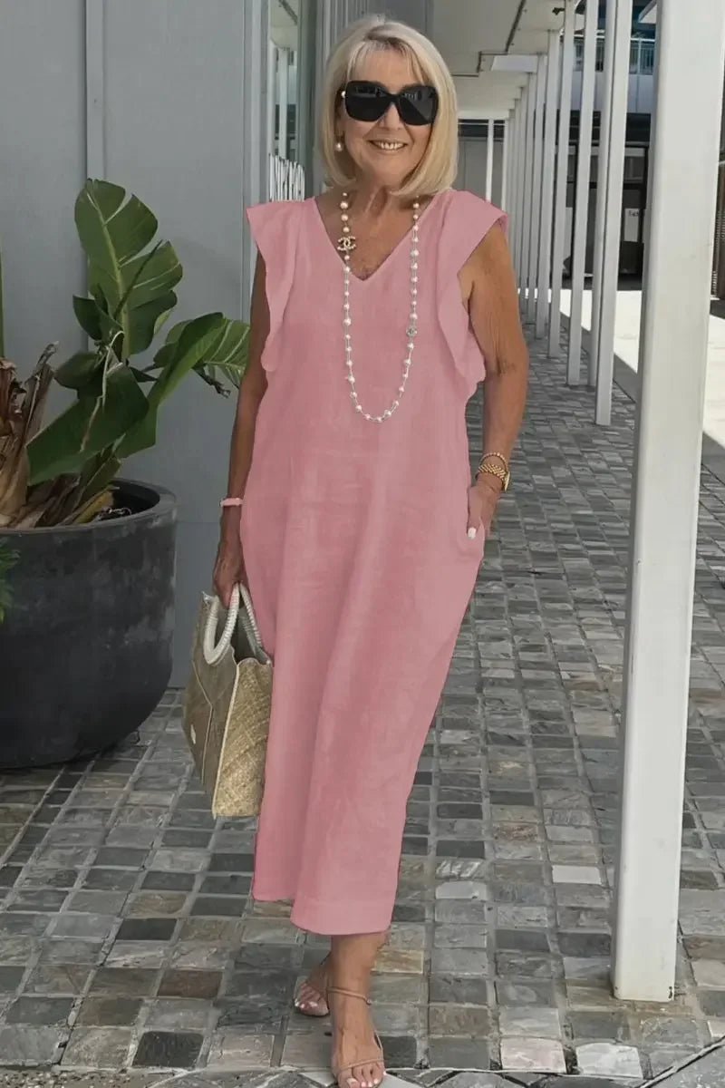 Vestido Midi de Linho Zorane - Ziora