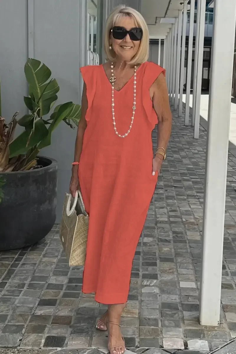 Vestido Midi de Linho Zorane - Ziora