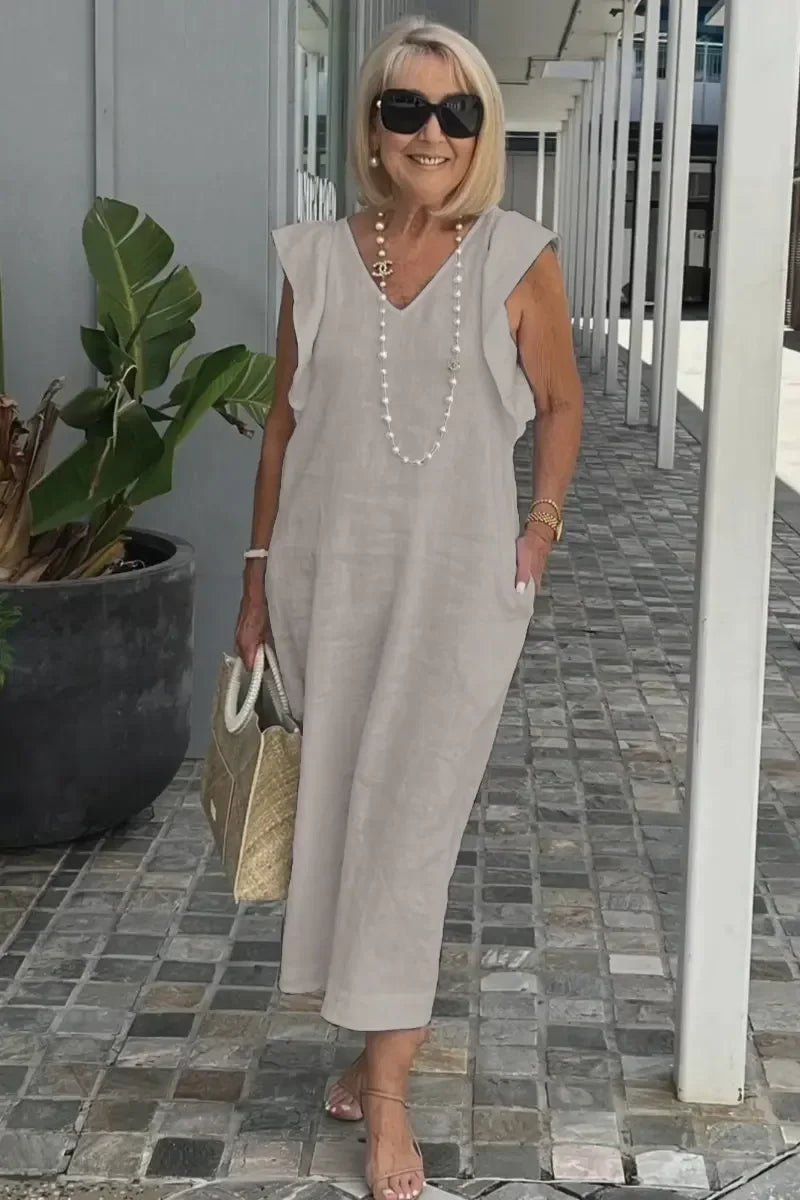 Vestido Midi de Linho Zorane - Ziora