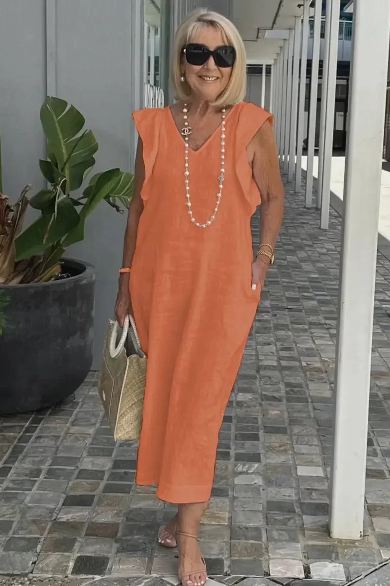 Vestido Midi de Linho Zorane - Ziora