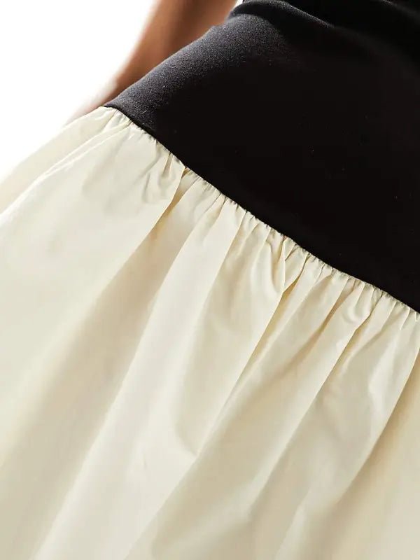 Vestido Midi Tomara que Caia Preto e Branco Elis - Ziora