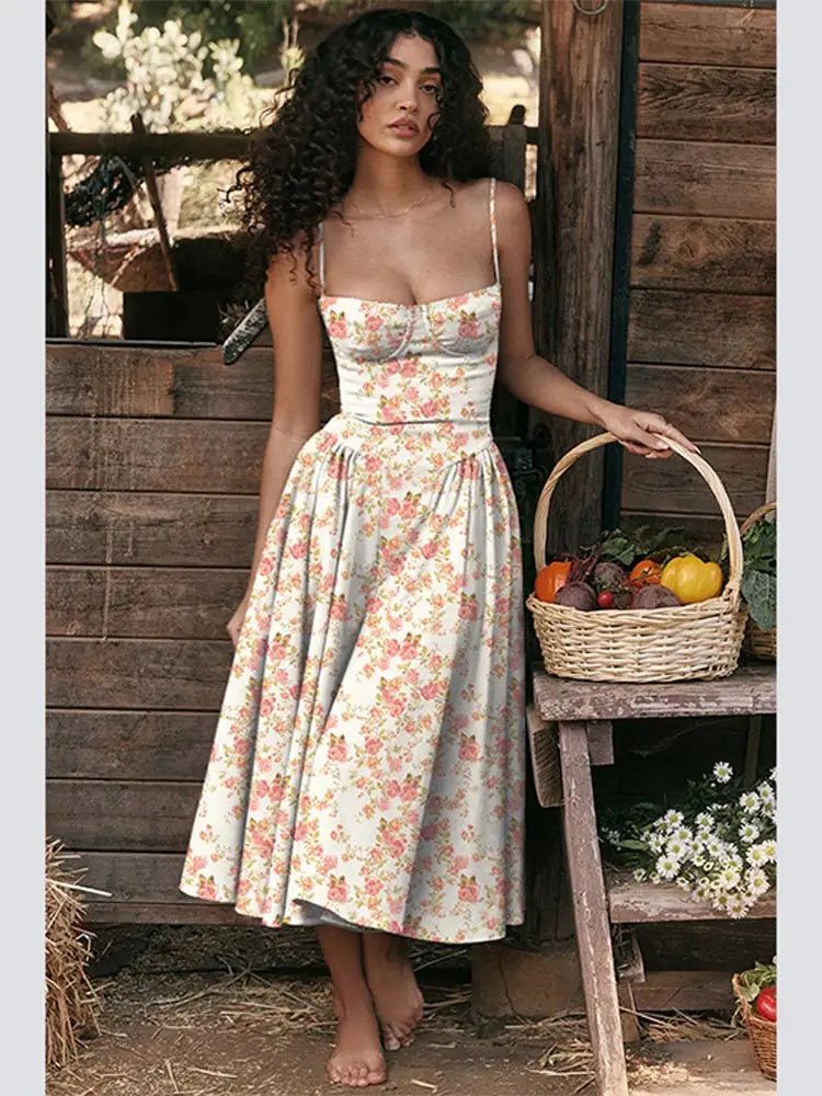 Vestido Sexy Pleated Hem Sling – Mariana - Ziora