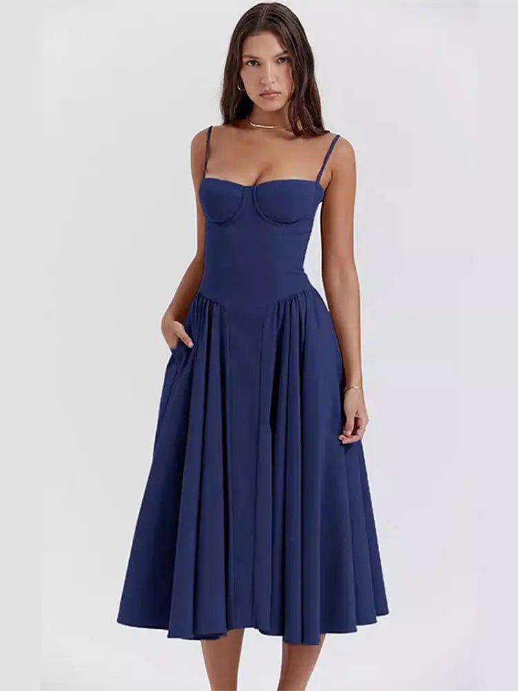 Vestido Sexy Pleated Hem Sling – Mariana - Ziora
