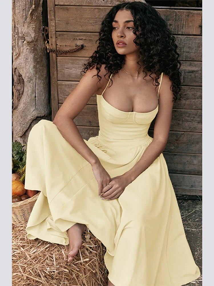 Vestido Sexy Pleated Hem Sling – Mariana - Ziora