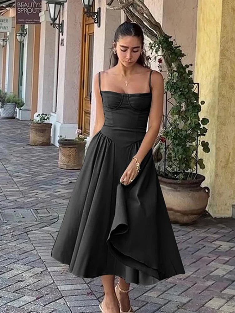 Vestido Sexy Pleated Hem Sling – Mariana - Ziora