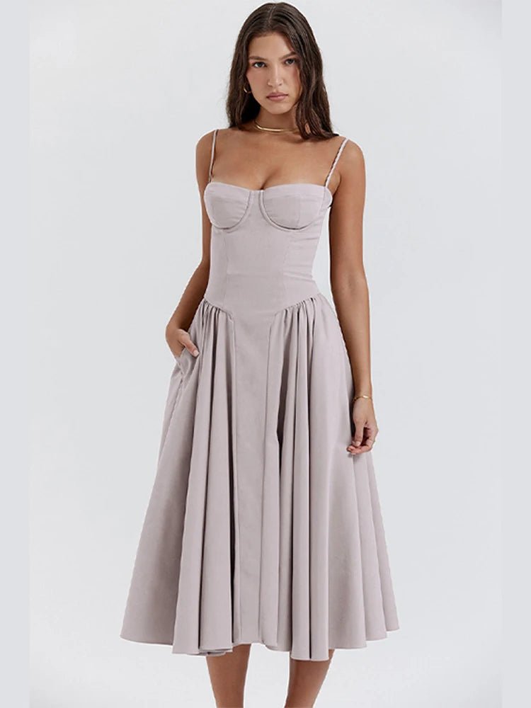 Vestido Sexy Pleated Hem Sling – Mariana - Ziora