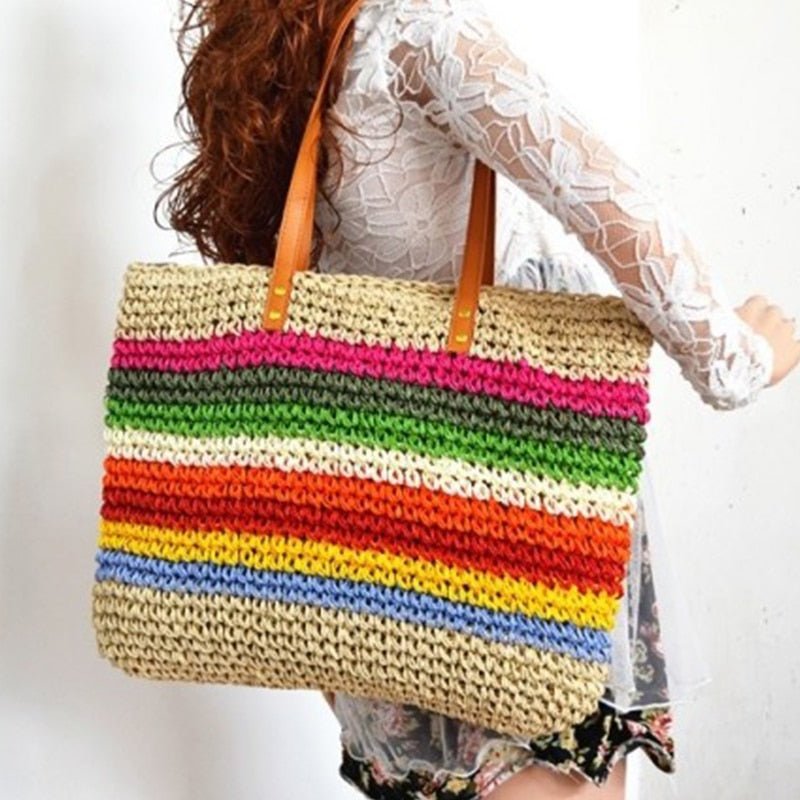 Bolsa de Praia de Palha Colors - Loja Fact