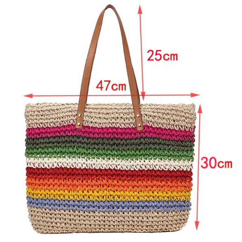 Bolsa de Praia de Palha Colors - Loja Fact