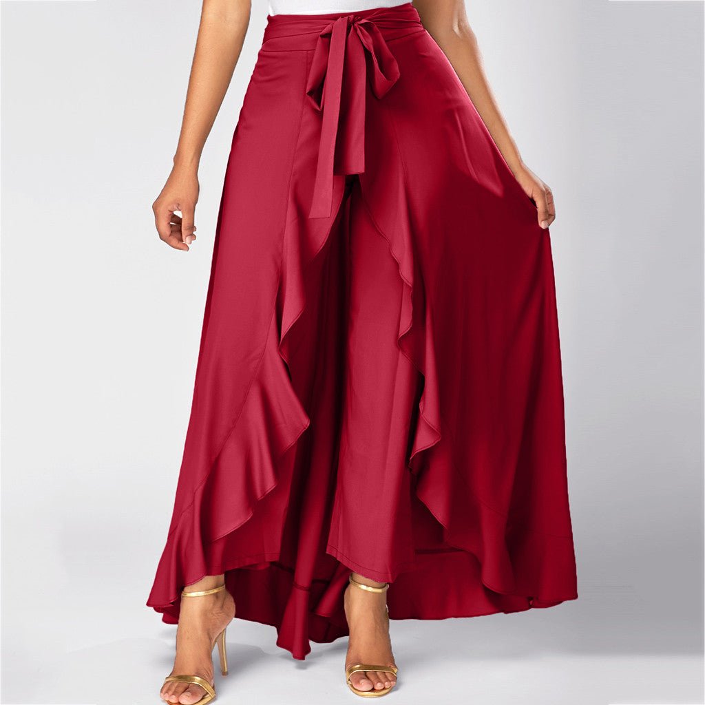 Calça Pantalona Com Babados Ruffles - Loja Fact